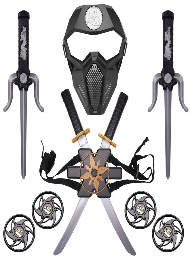 Sepco Ninja Toy Weapons Set with Backpack Case Swords Katana Throwing Discs Mask for Kids Role Play Costume Accessories - Image 1